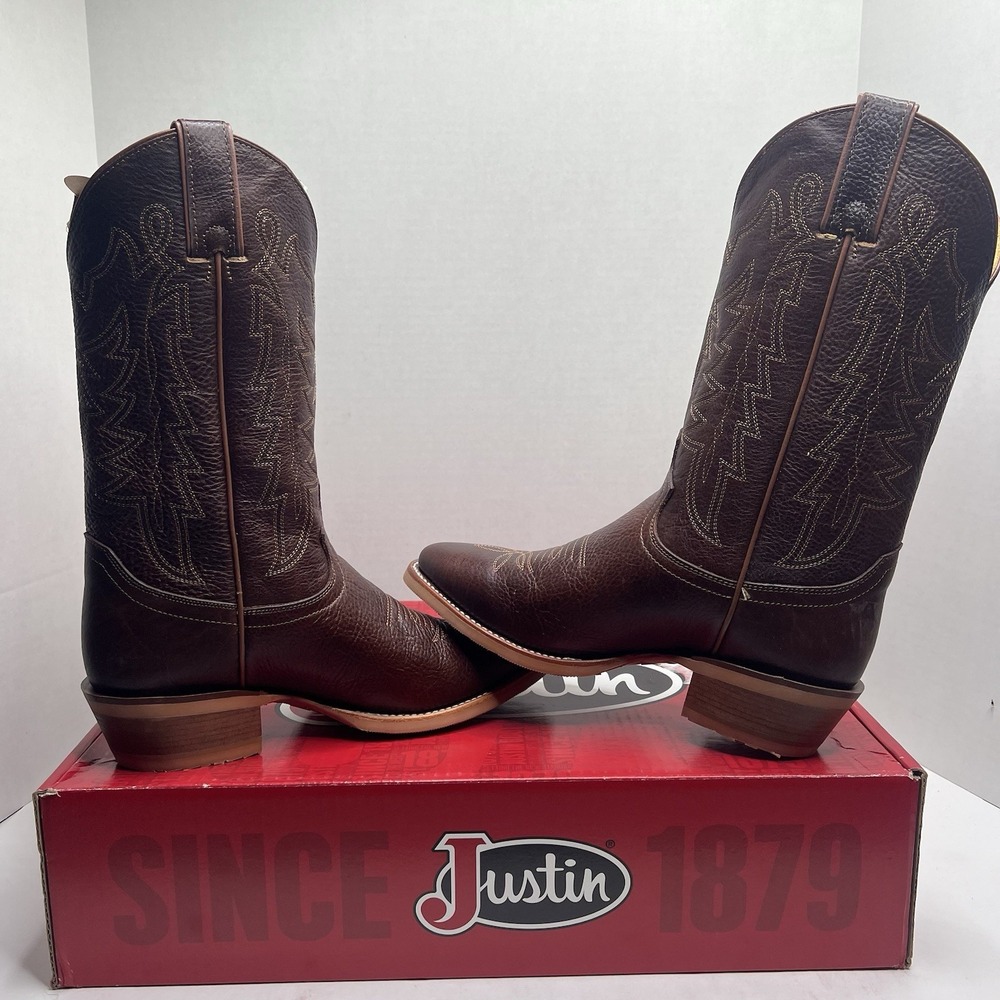 Justin Boots Mens Size 8 D Hayne Whiskey Cowhide Western Boots NIB CJ2000